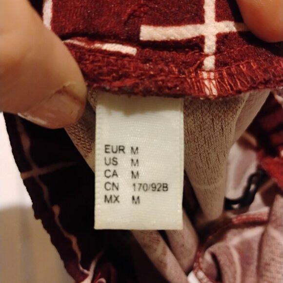 Red Windowpane Check Slim Pants | Stretch Pull-On Dress Slacks | Medium - Picture 8 of 8